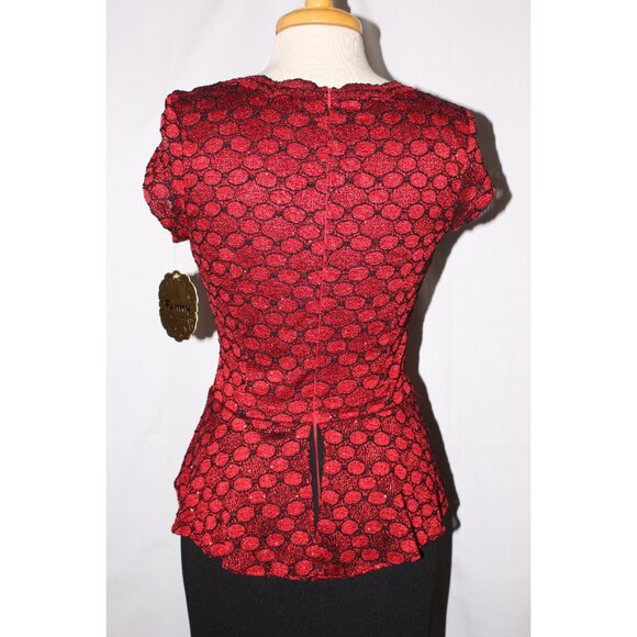 Fanny #1214 Floor Length Jersey & Lace Evening Gown-Size M, 2X-RED/BLACK-NEW - Picture 5 of 7